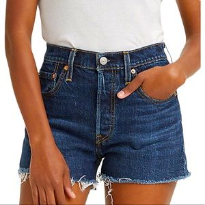 Levi’s 501 Vintage Distressed High Rise 12 / Lg Dk Blue Denim Jean Cutoff Shorts